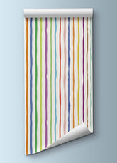 Papel de Parede Infantil - Listrado Fino Irregular Colorido